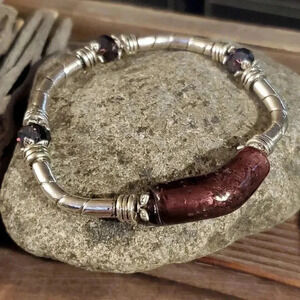 Handcrafted Edgy Silver Purple Lavender Bracelet